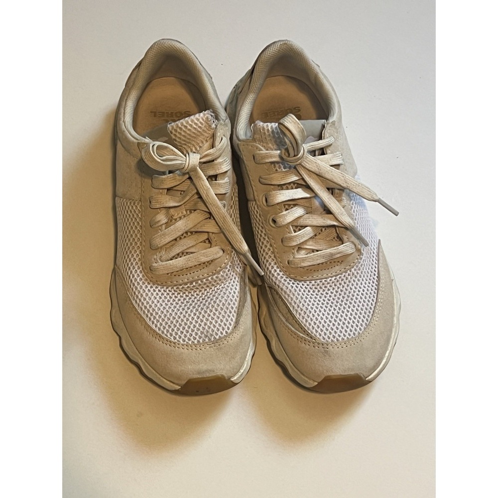 Sorel Kinetic Lite Womens 8 Lace Sneakers Walking Shoes Cream White NL3516-100